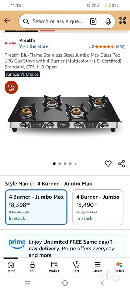 Philips Preeti 4 burner jumbo max gas stove - Kitchen & Other