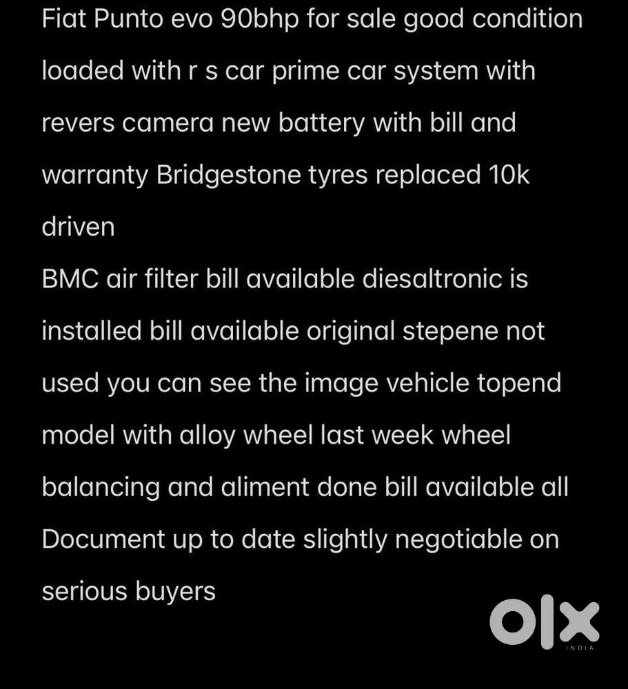 Fiat Punto Evo 2016 Diesel 78027 Km Driven