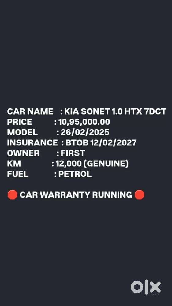 Kia Sonet Htx D, 2025, Petrol