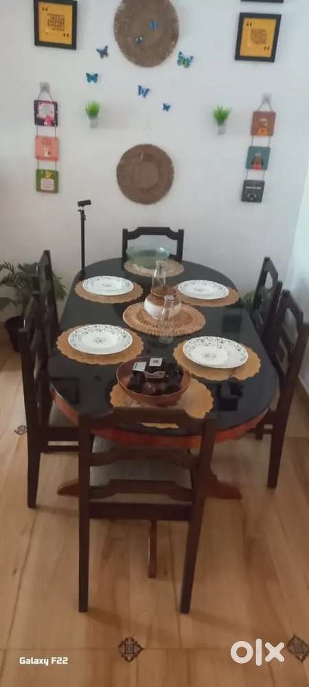 Teak wood dining table 6 seater chair karimbana wood