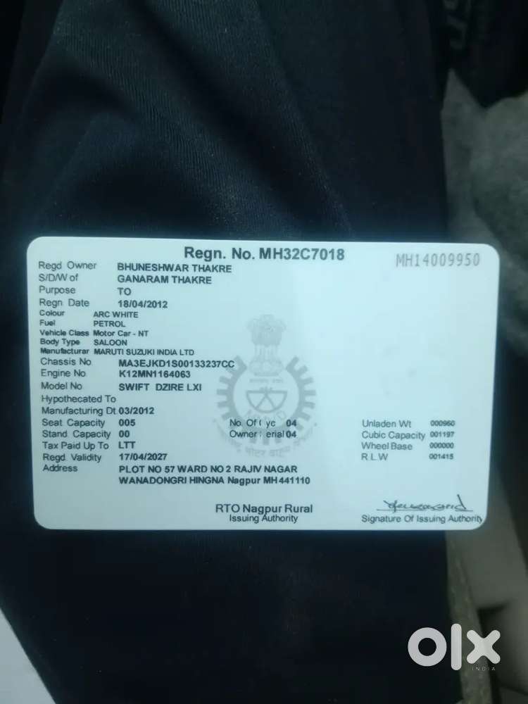Swift Dzire 2012 Petrol Car