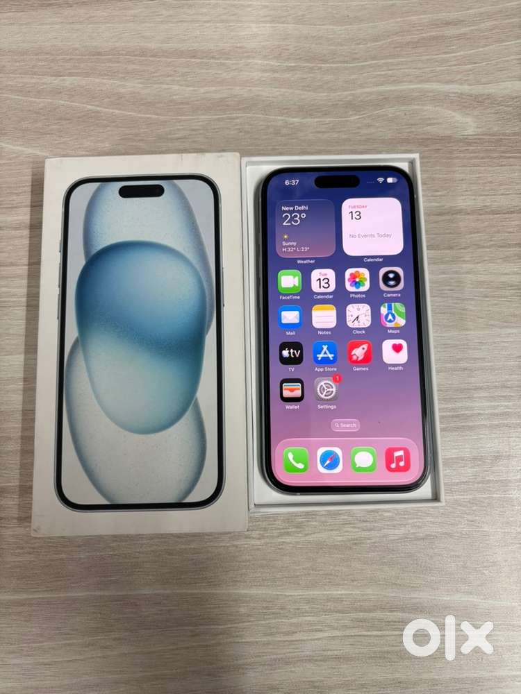 iPhone 15 Blue 128gb 91% Battery with Original Box