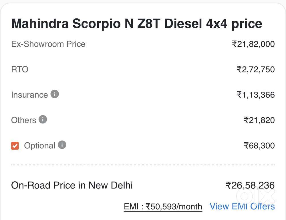 Mahindra Scorpio N Z8 L Diesel Mt 4wd 6 Str, 2026, Diesel