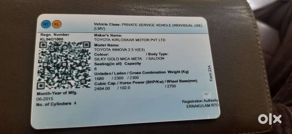 Toyota Innova 2.5 Vx 8 Str, 2015, Diesel