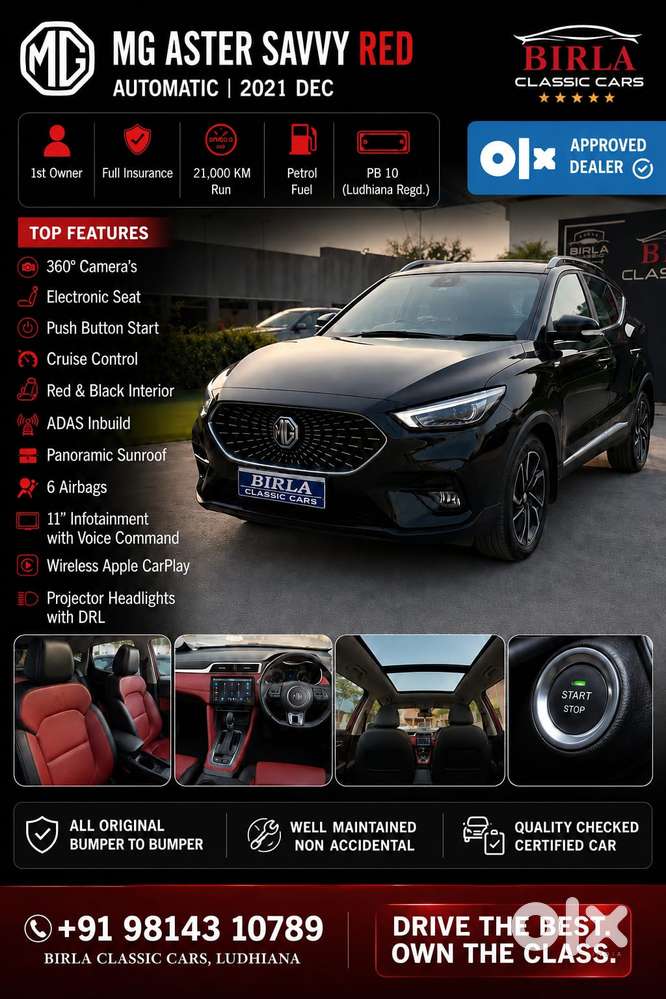 Mg Astor 1.3 Savvy Turbo At S Red, 2021, Petrol