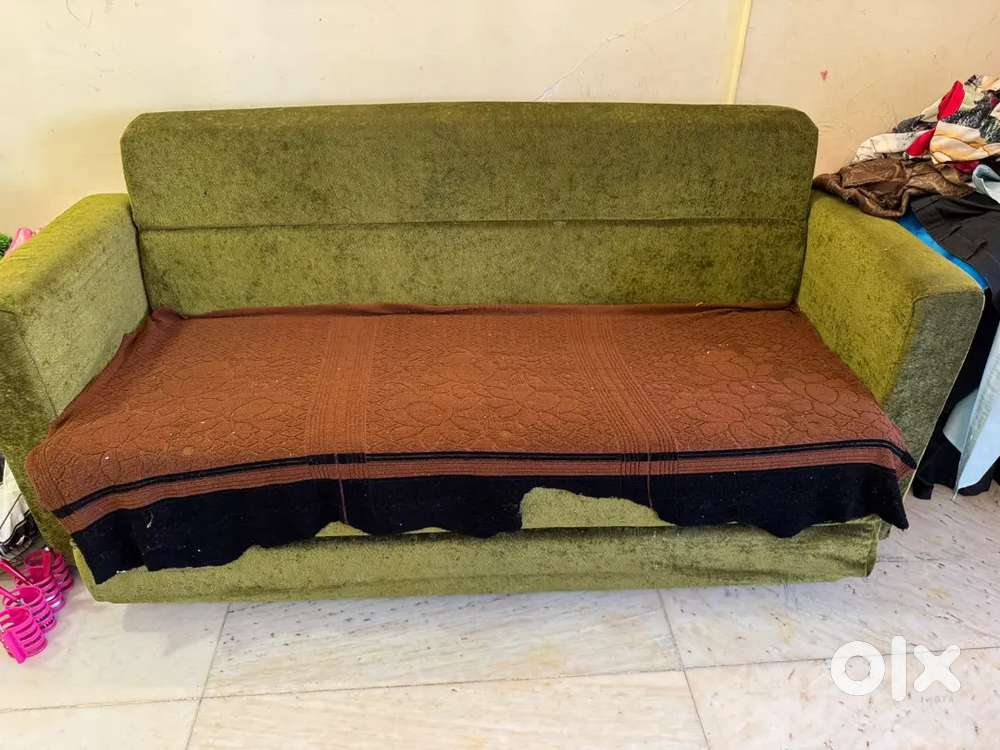 3seater sofa cum bed and 7 ft cupboard 2 door wooden
