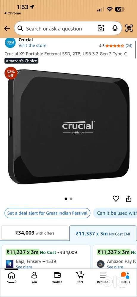 Crucial X9 2TB Portable SSD &ndash; External Solid State Drive