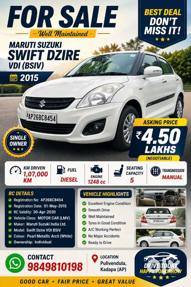 Maruti Suzuki Dzire 2015