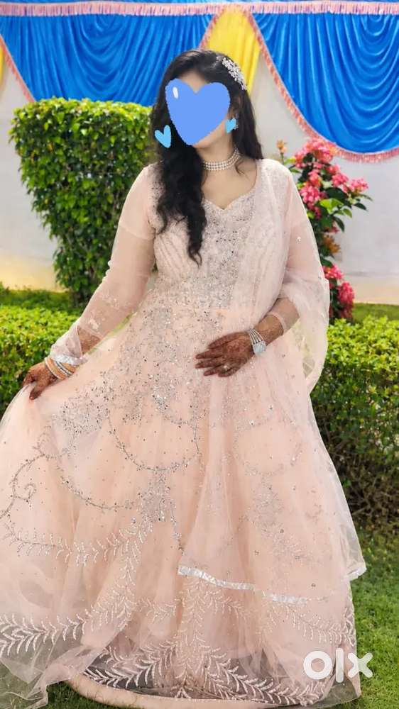 Brand New pink Gown XXL /  Heavy Silver work / ₹ 1999