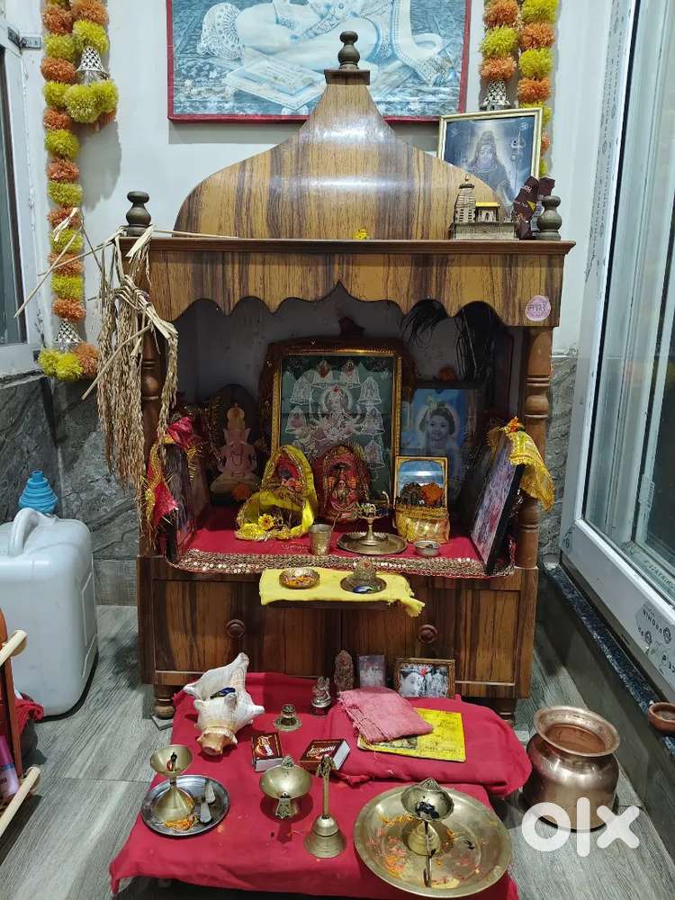 Wooden home Mandir with Storage
