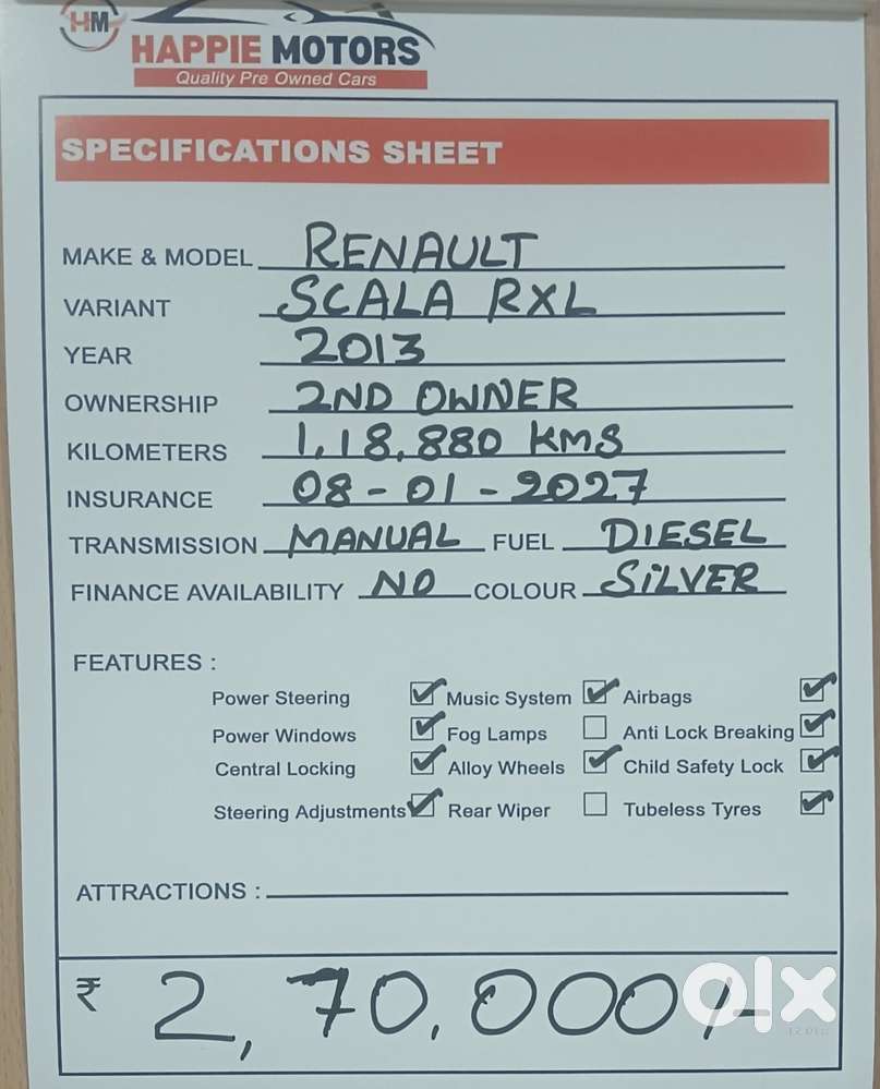 Renault Scala Diesel Rxl, 2013, Diesel