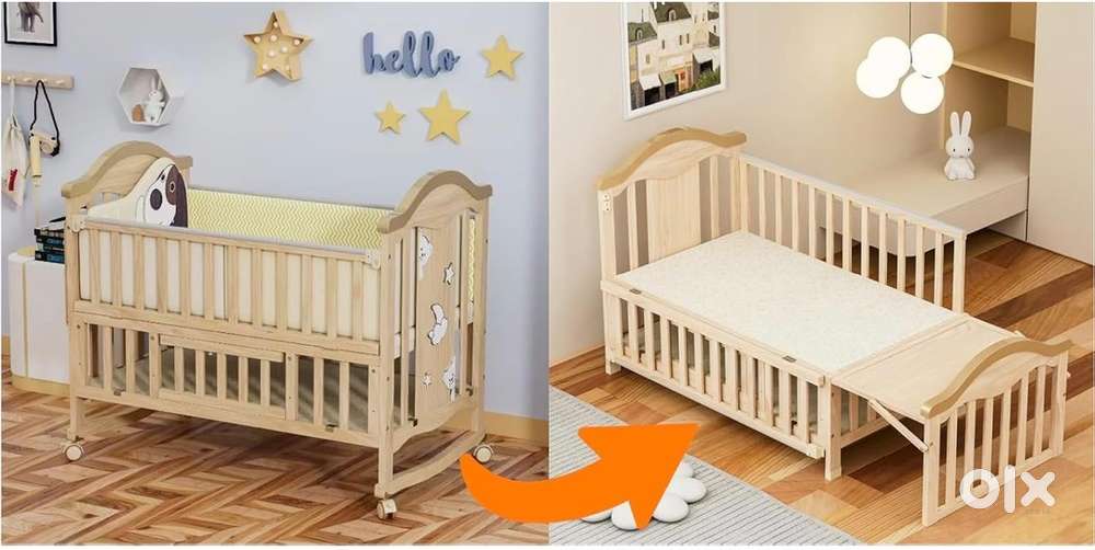 BabyTeddy 16 in 1 Baby Crib, Baby Cot, Toddler Bed, Cradle Rocker