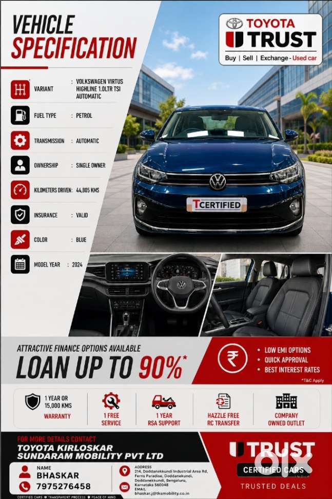 Volkswagen Virtus 1.0 Highline Tsi At, 2024, Petrol