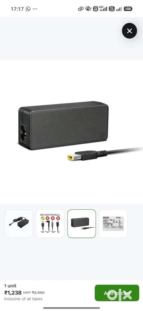 Lenovo AC laptop carger