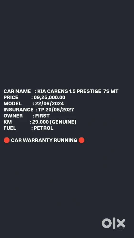 Kia Carens 1.5 Prestige 7 Str, 2024, Petrol