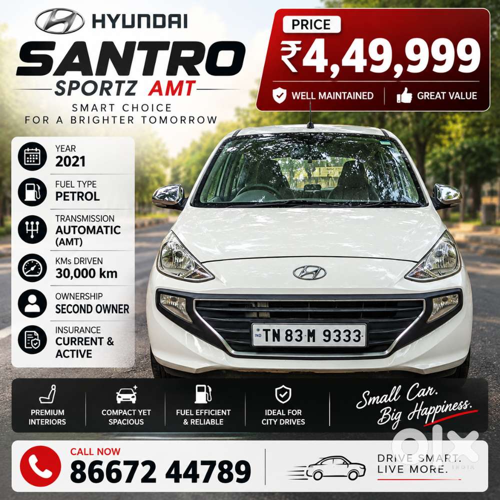 Hyundai Santro Sportz Amt 2021 Petrol Automatic Second Owner