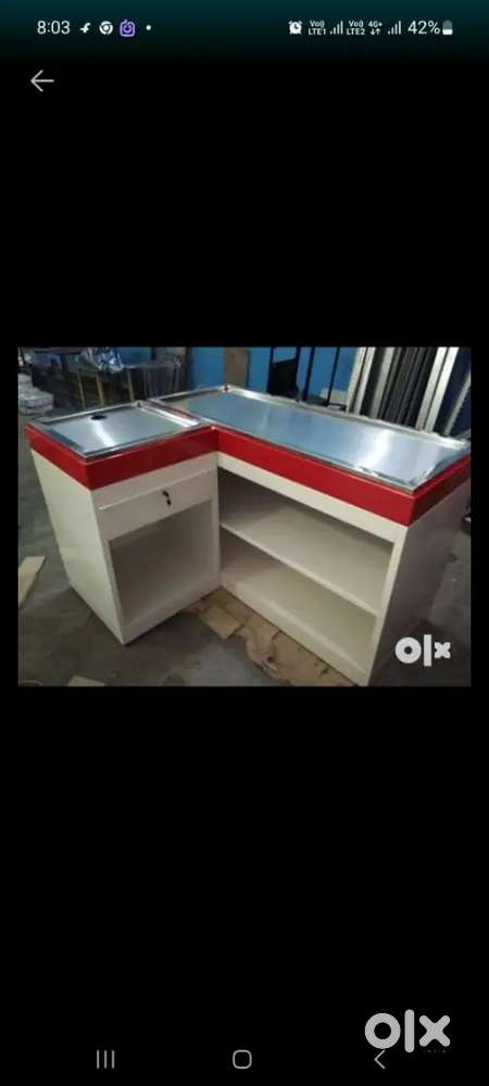 Mild steel retail store cash counter with drawers