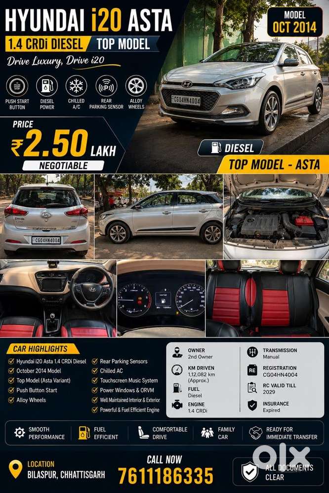  Hyundai I20 Asta 1.4 Crdi Diesel Top Model (oct 2014)