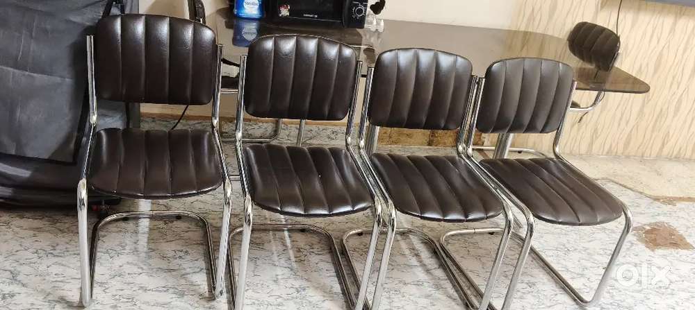6 seater glass dining table with 6 chairs