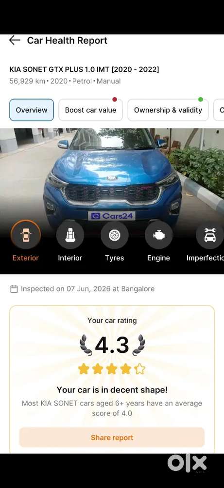 Kia Sonet Gt Imt Turbo Single Owner Good Condition