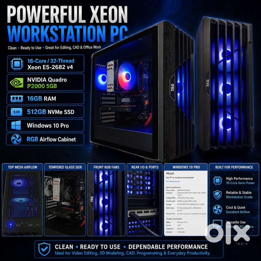 16-Core Xeon Workstation PC  Quadro P2000 5GB  512GB NVMe