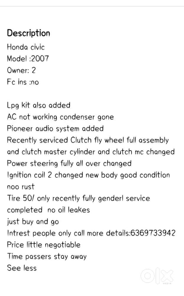 Honda Civic 1.8 E 2007