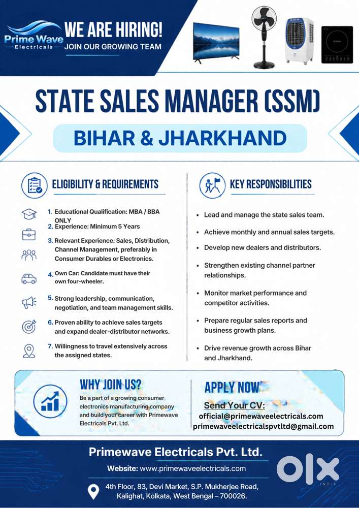 Job Title: State Sales Manager (SSM)