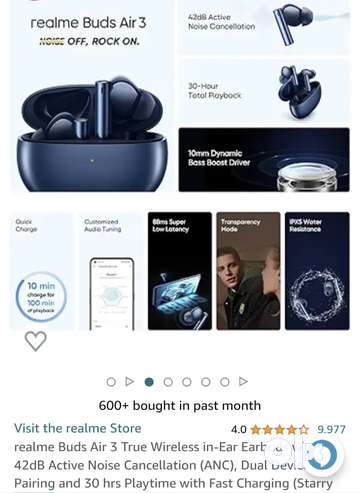 realme Buds Air 3 Earbuds with 1 year brand warranty Accessories