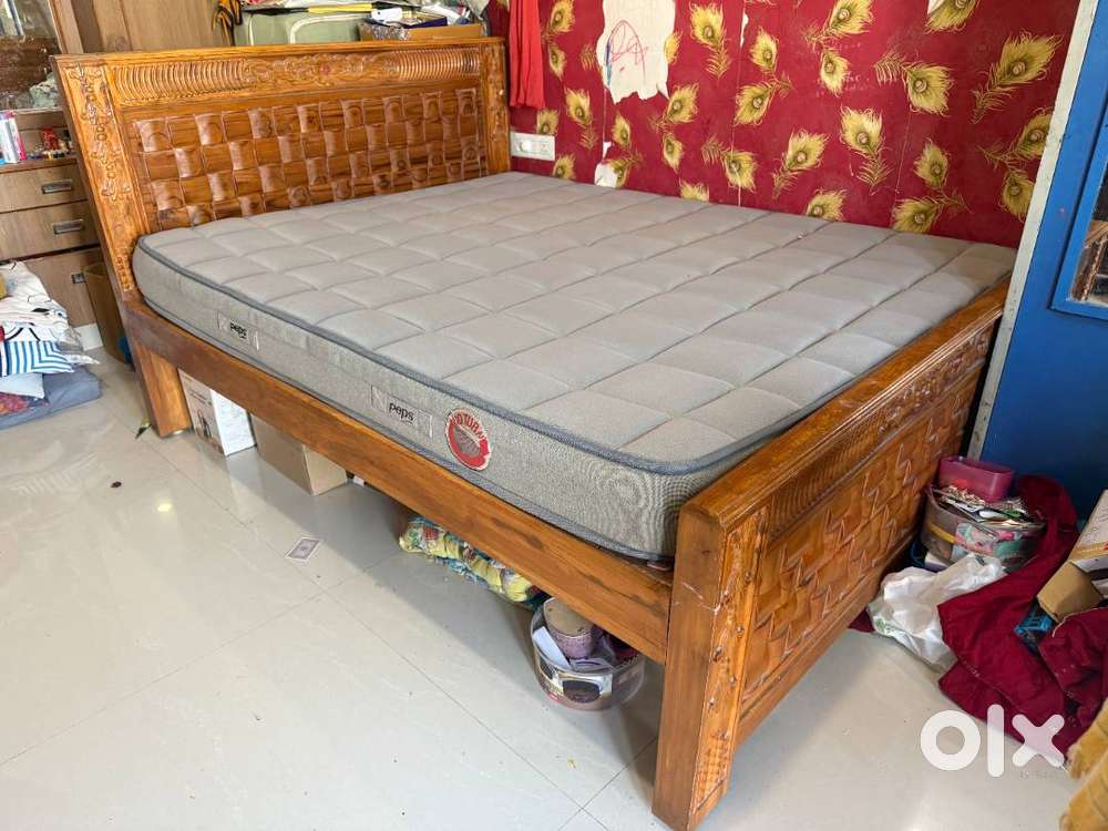 ORIGINAL TEAK WOOD COT AND PEPS BED