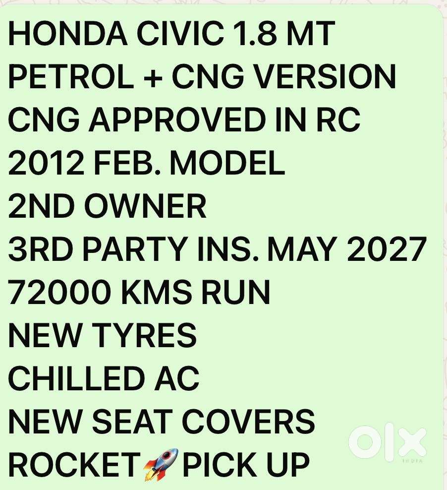 Honda Civic 1.8 Mt Sport, 2012, Cng & Hybrids