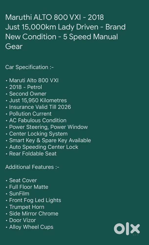 Maruti Suzuki Alto 800 2018 Petrol 16000 Km Driven