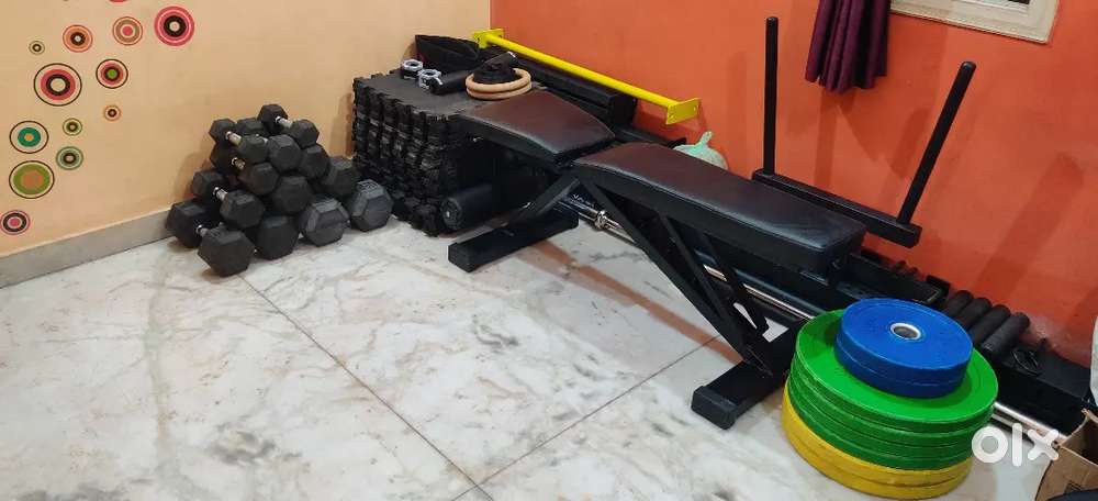 Home gym setup powerrack weights, bench, dumbells - Gym & Fitness ...