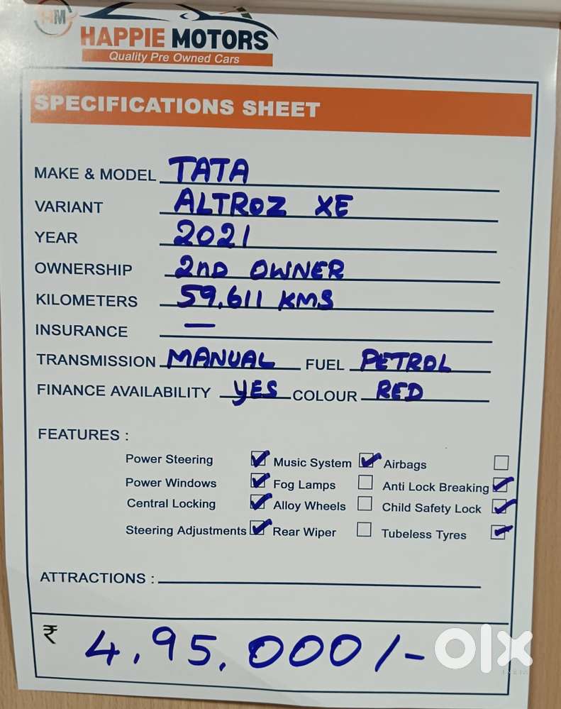 Tata Altroz 1.2 Xe, 2021, Petrol