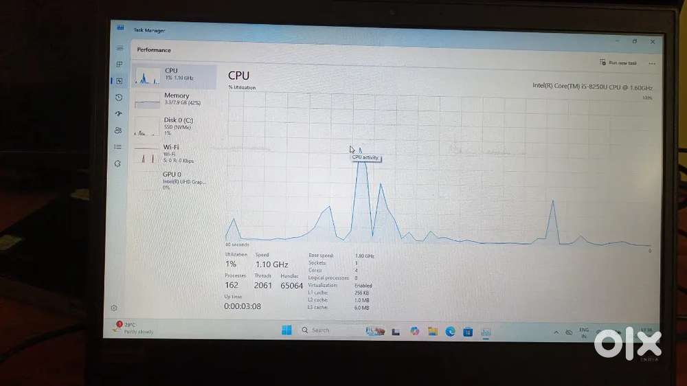 Lenovo ThinkPad E480
RAM 8GB
NVME SSD: 128
HDD: 500GB
Processor: Intel