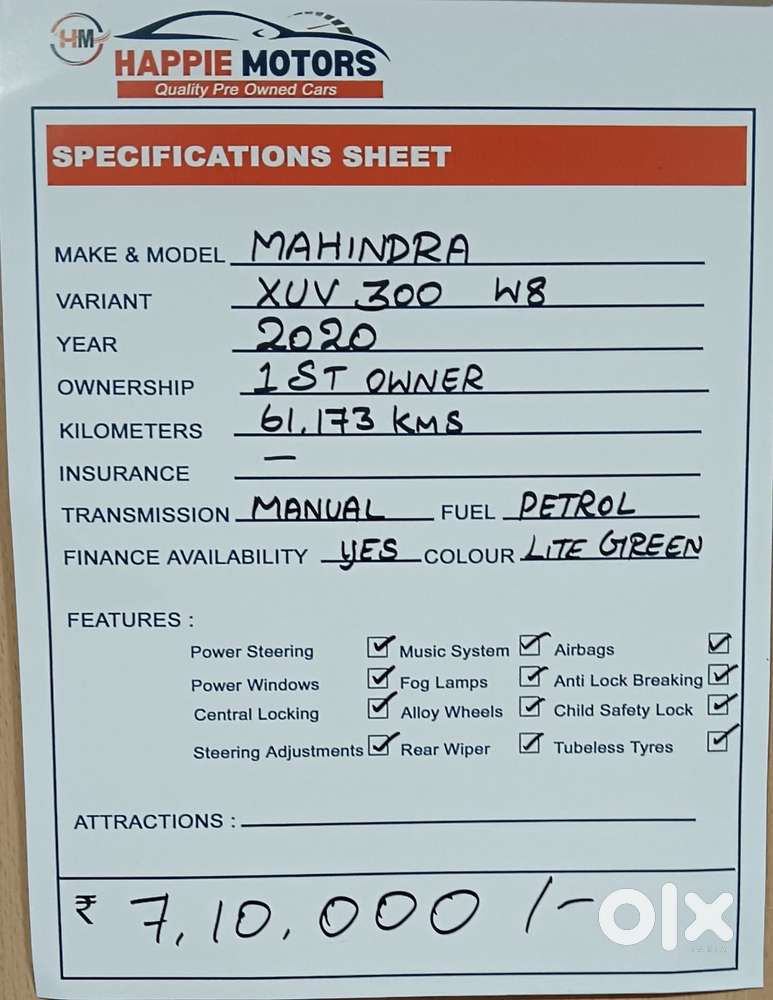 Mahindra Xuv300 W8, 2020, Petrol
