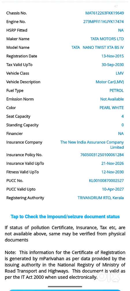 Tata Nano Xta 2015 Petrol Automatic