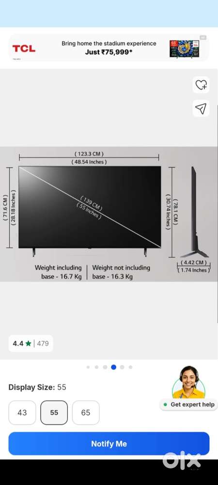 55 inch LG QNED Technology TV ...No Display/Screen Cracked