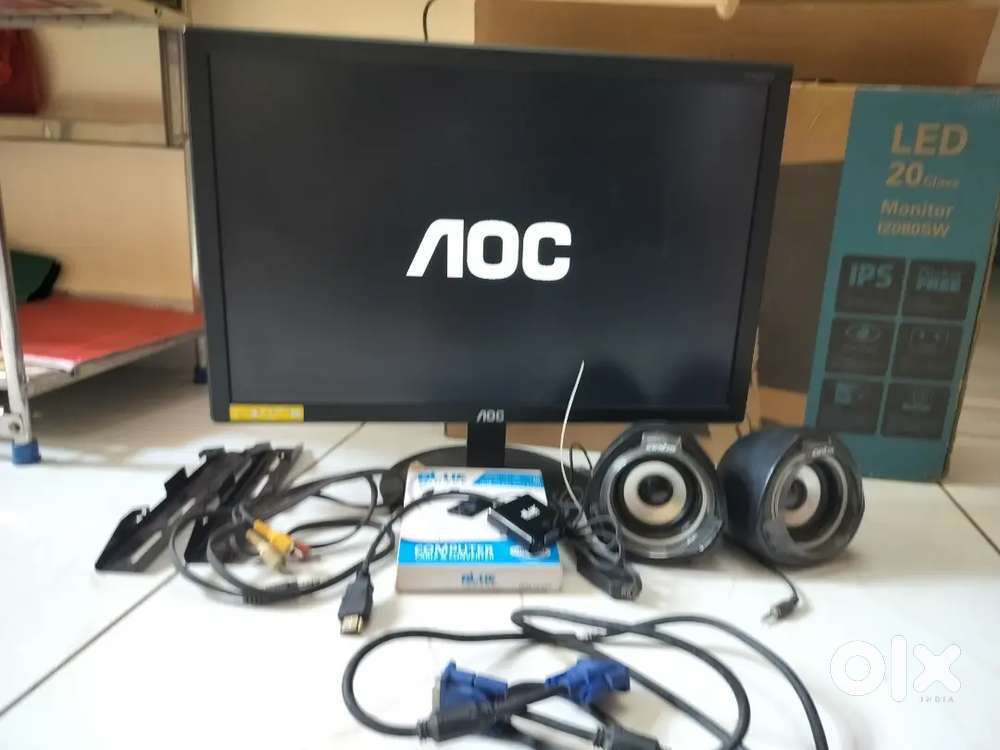 LED Monitor and Artis Speakers,cable converter ,wall mount  branded