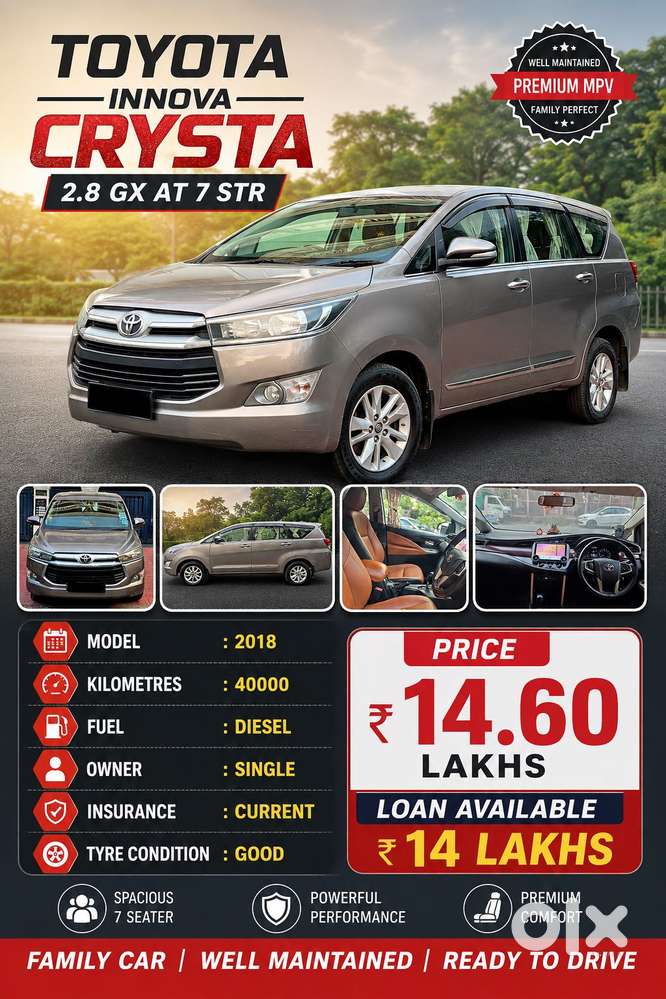 Toyota Innova Crysta 2.8 Gx At, 2018, Diesel
