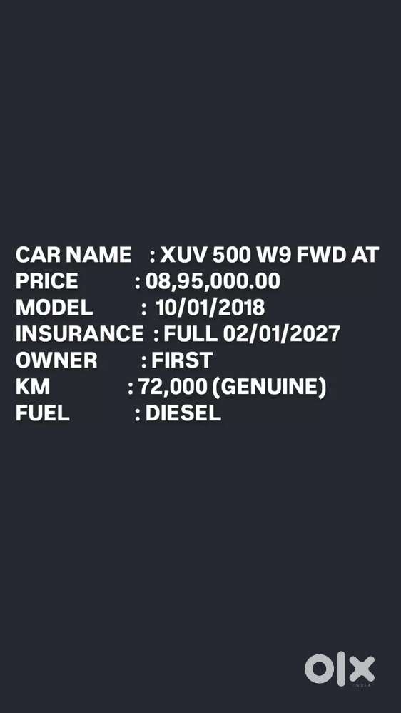 Mahindra Xuv500 W9 At 1.99, 2018, Diesel
