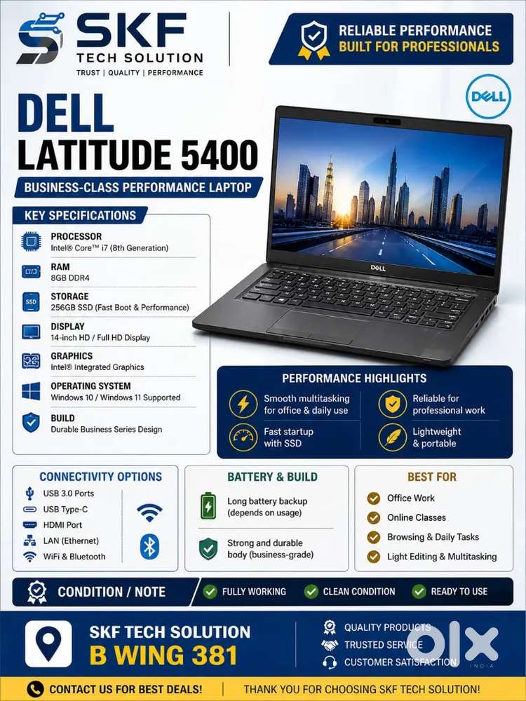 Dell 5400 i5 8th Gen 8Gb/256Gb Ssd