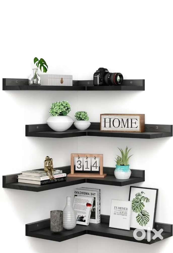 Dime Store Engineered Wood Corner Wall Shelf Set of 4 for Living Room