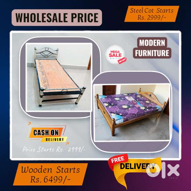Wooden cot sale Steel Bed Sale New Bed 8589 Beds Wardrobes