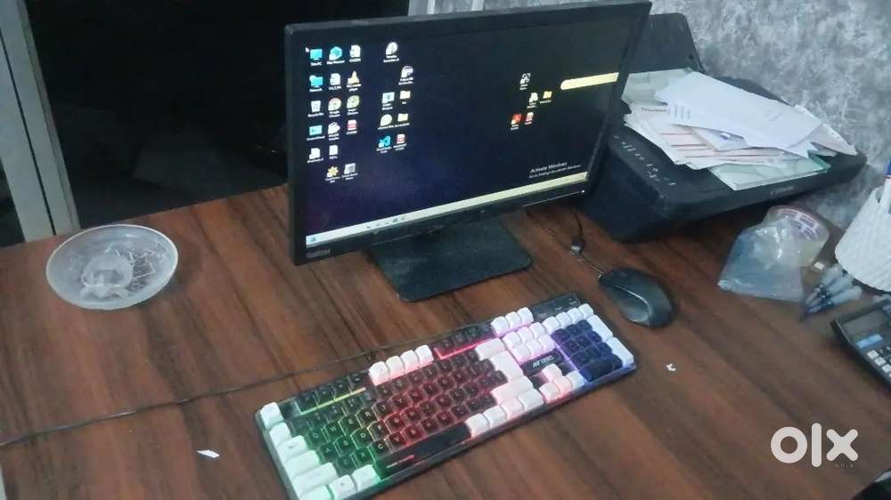 Monitor  , Gaming keyboard (lights) and Mouse