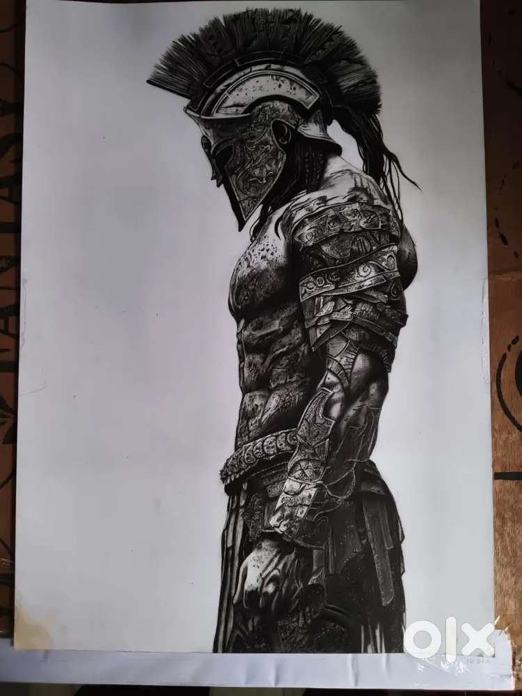A Charcoal Ancient Knight Artwork