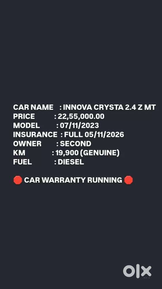 Toyota Innova Crysta [2020-ongoing] 2.4 Zx 7 Str, 2023, Diesel