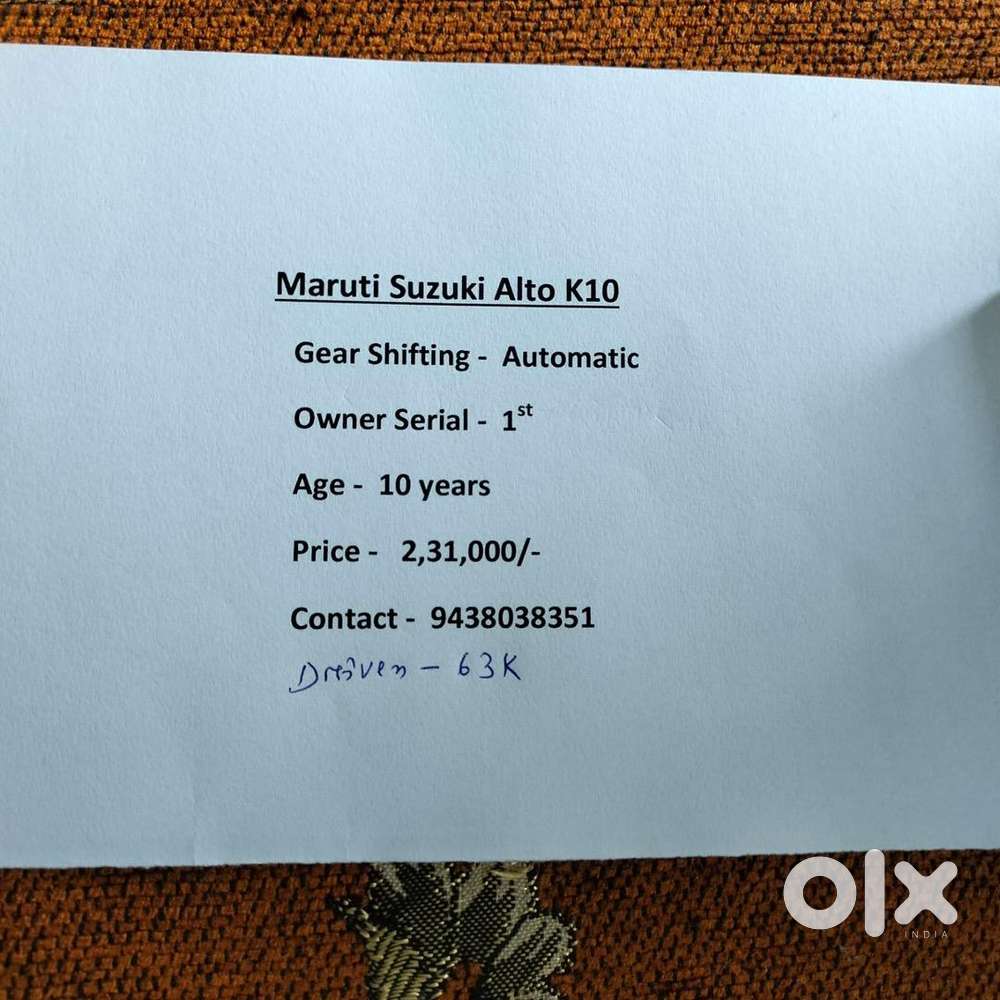 Maruti Alto K10 Auto Gear For Immediate Sale