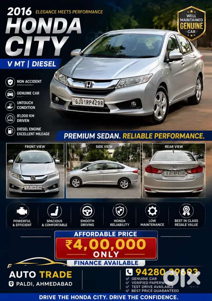 Honda City I-dtec V, 2016, Diesel