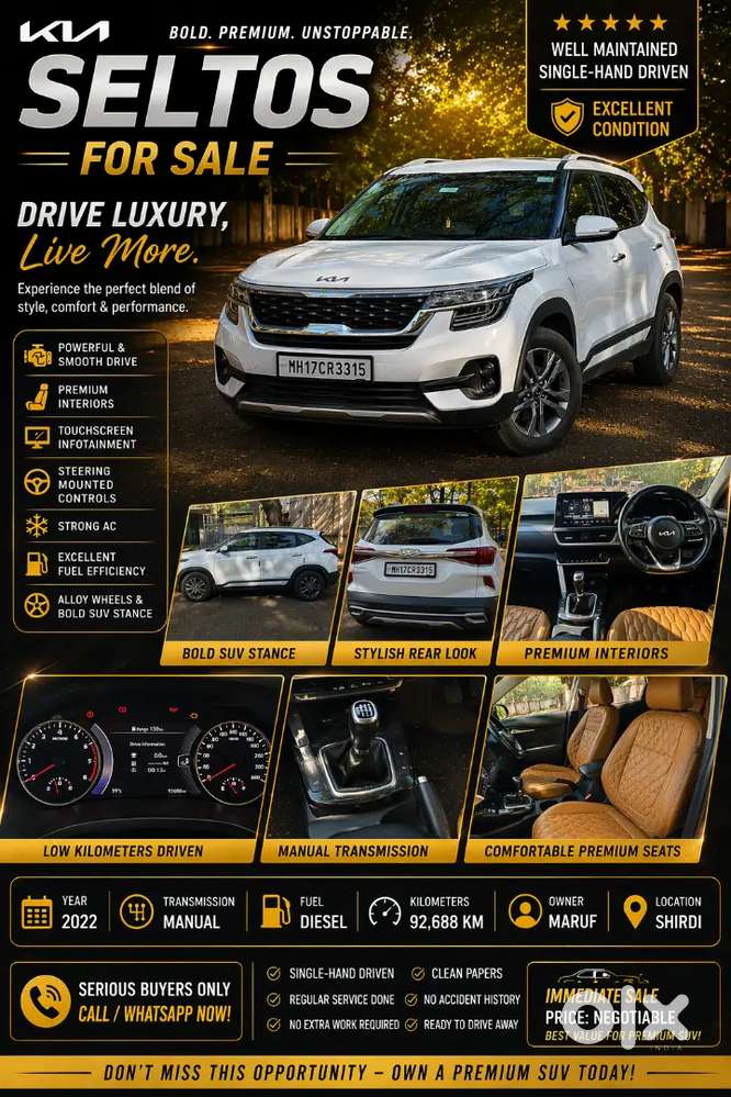 Kia Seltos Htx+ 2022 Diesel Manual Top Condition