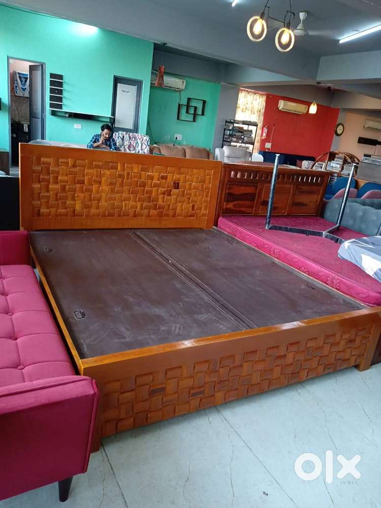 Queen size double bed in commercial teak board free delivery. Beds